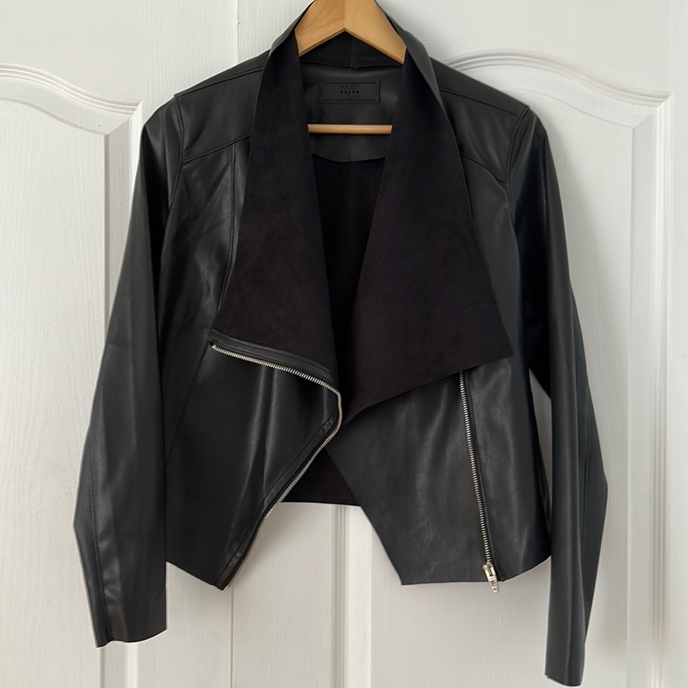 Blank NYC Draped Faux Leather Jacket